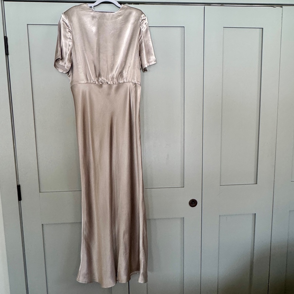 DISSH Anabelle Pewter Satin Midi Dress.
